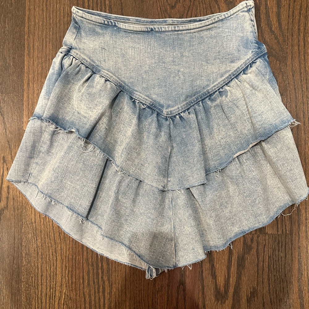 MOTHER Light Blue Denim Mini Skirt